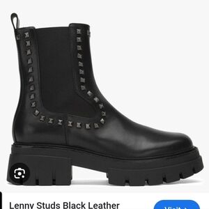 Ash black Leather Studded Boots